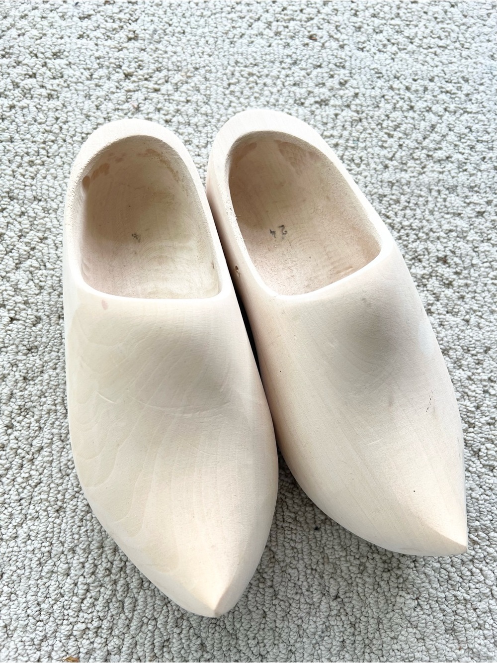 Dutch handmade wooden clogs hand carved chunky heel raw wood decor